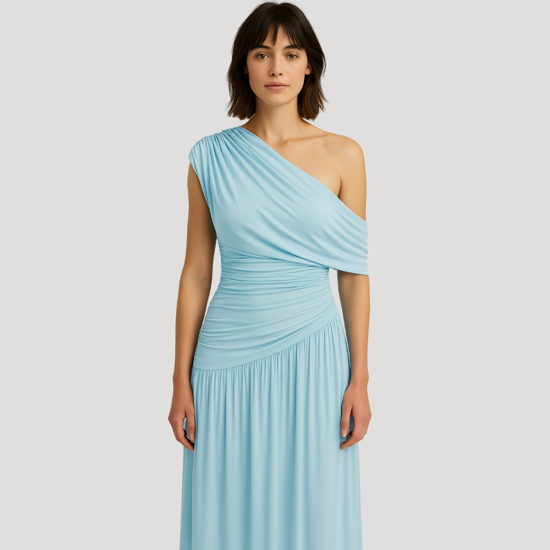 Women’s One-Shoulder Ruched Maxi Summer Dress | Elegant Summer Style
