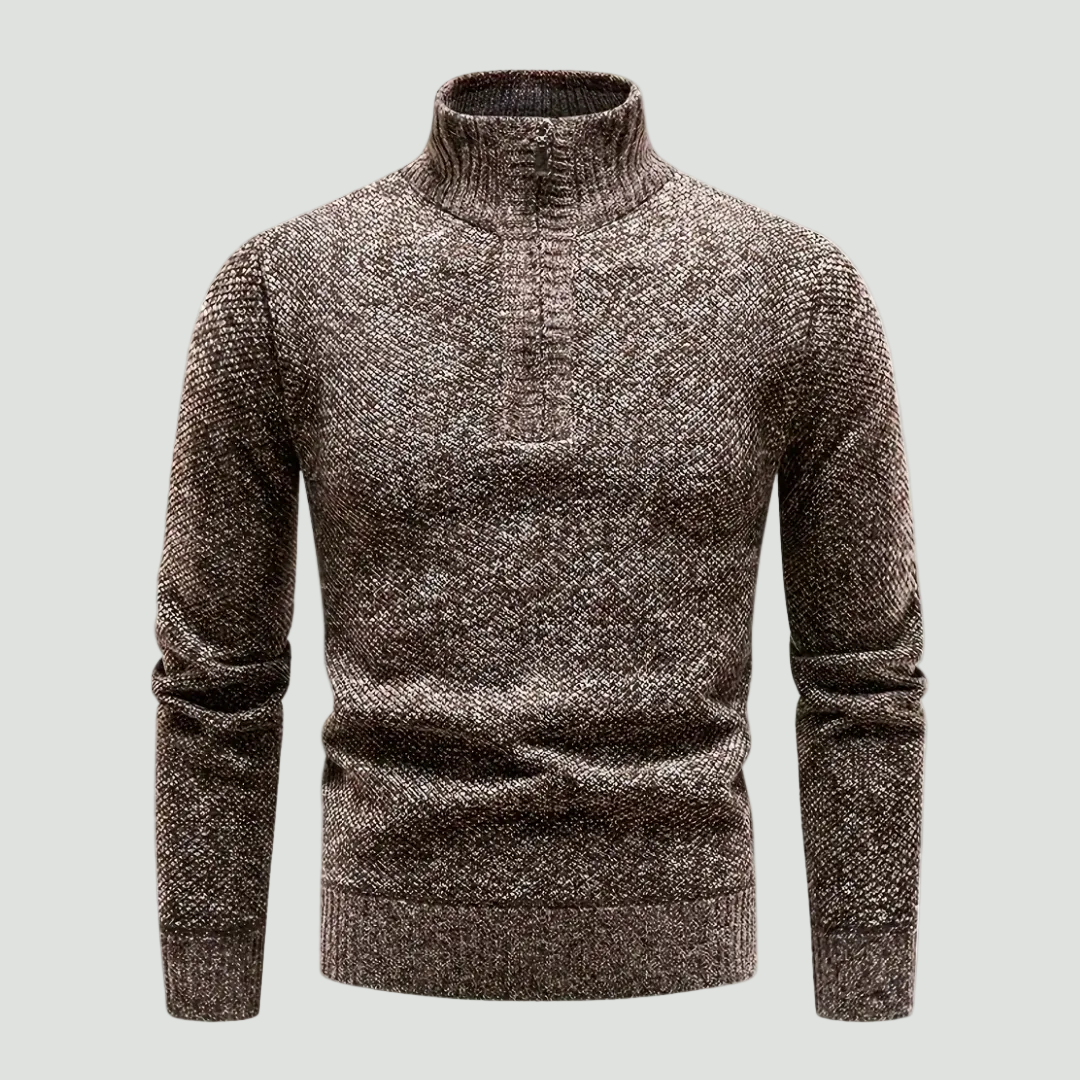 Men’s Knitted Thermal Quarter Zip Jumper – Fleece Lined Winter Layer