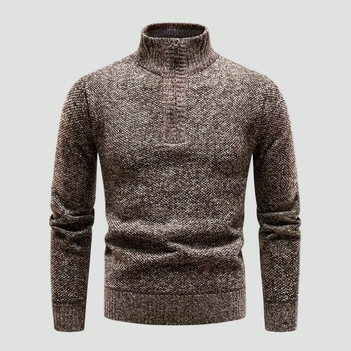 Men’s Knitted Thermal Quarter Zip Jumper – Fleece Lined Winter Layer