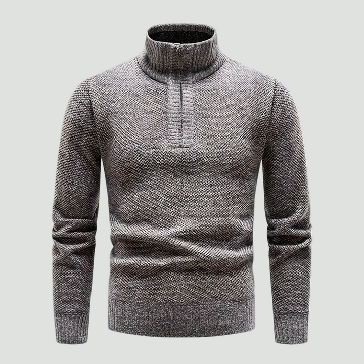 Men’s Knitted Thermal Quarter Zip Jumper – Fleece Lined Winter Layer