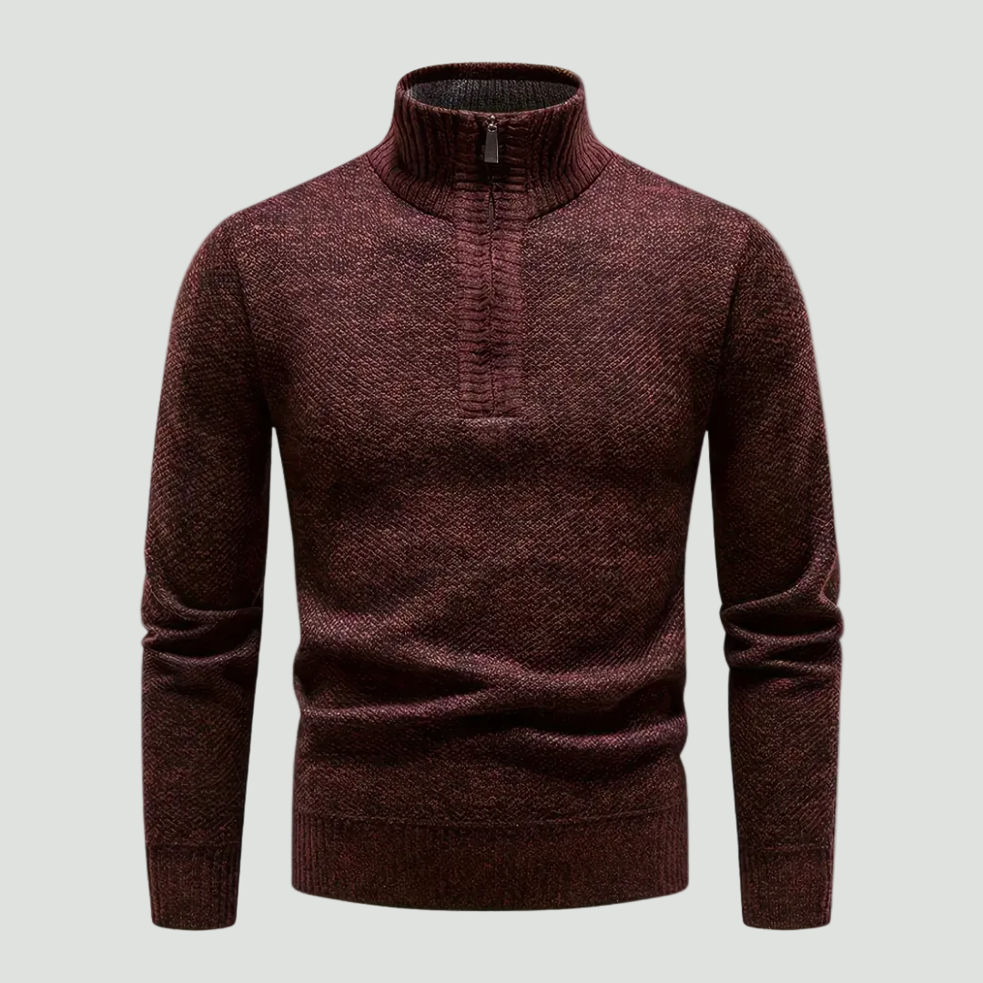 Men’s Knitted Thermal Quarter Zip Jumper – Fleece Lined Winter Layer