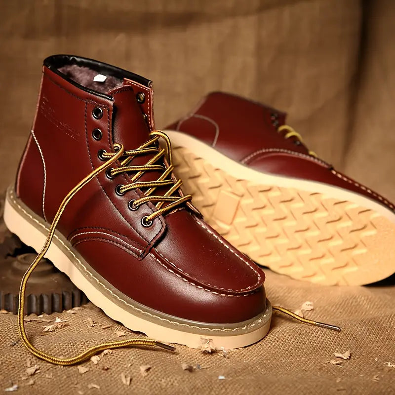 Men’s Lace-Up Winter Ankle Boots – Thick Sole, Everyday Wear