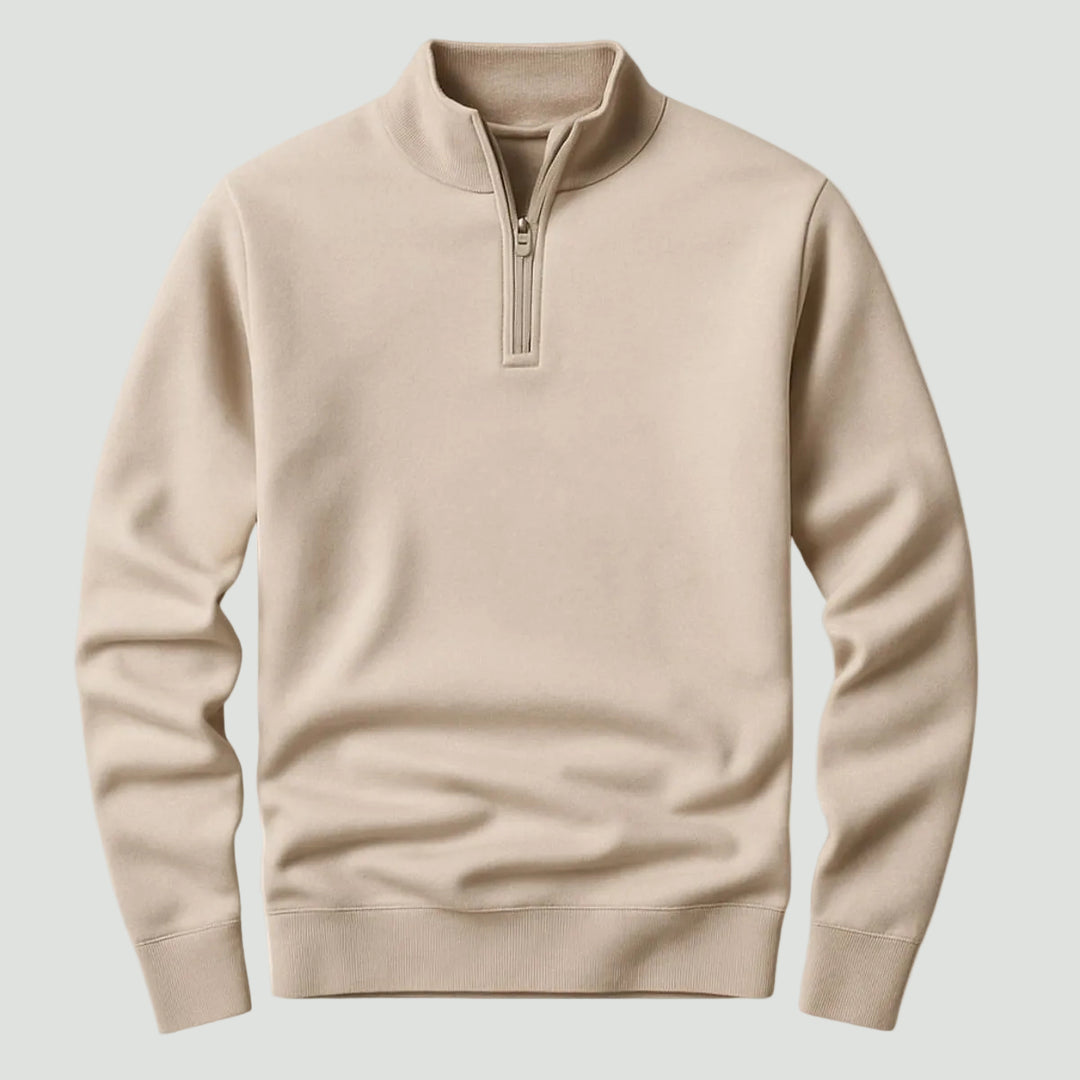 Men’s Quarter Zip Jumper – Relaxed Fit with Ribbed Collar Detail