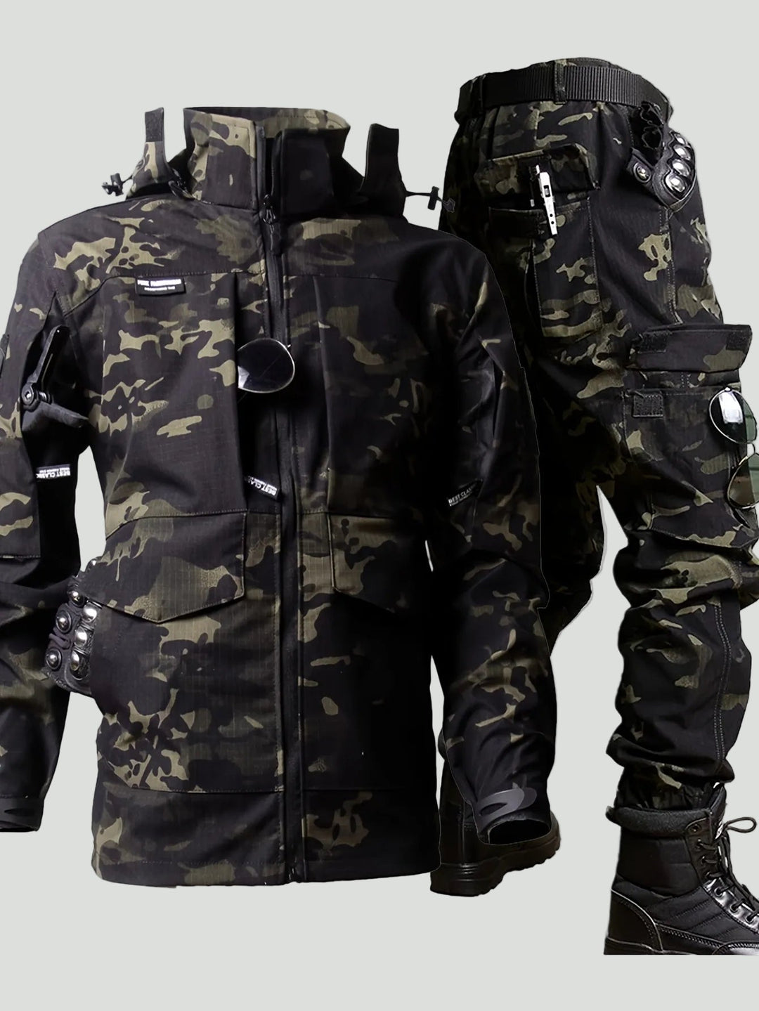 Men’s Outdoor Camouflage Jacket and Pants Set – Multi-Pocket Design for Active Use