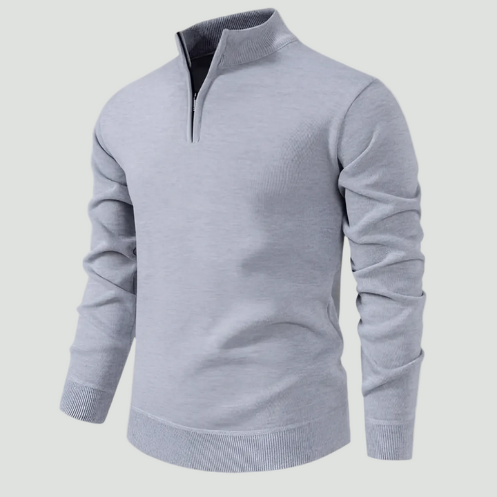 Men’s Quarter Zip Jumper – Relaxed Fit with Ribbed Collar Detail