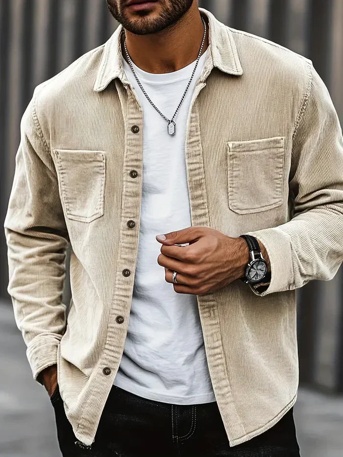 Men’s Corduroy Overshirt – Textured Layer with Chest Pockets