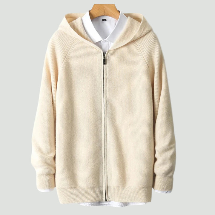 Men’s Zipped Knit Hoodie | Warm, Refined & Ideal for Cold Seasons