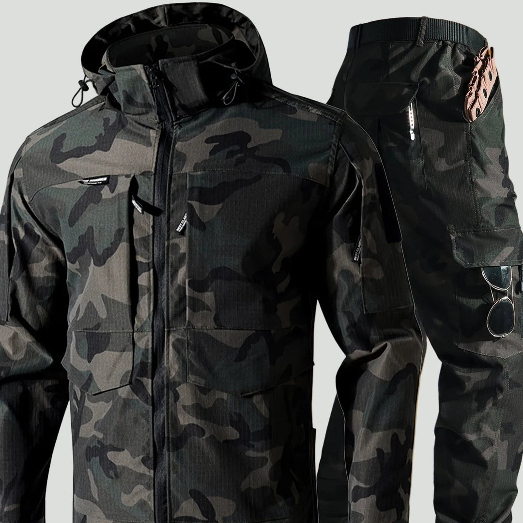 Men’s Outdoor Camouflage Jacket and Pants Set – Multi-Pocket Design for Active Use