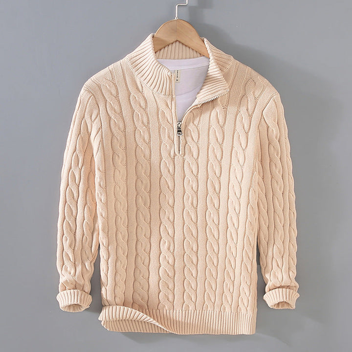 Men’s Half Zip Jumper | Modern Fit Knit with High Collar Detail