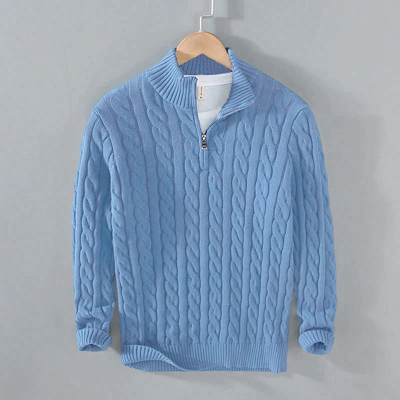 Men’s Half Zip Jumper | Modern Fit Knit with High Collar Detail