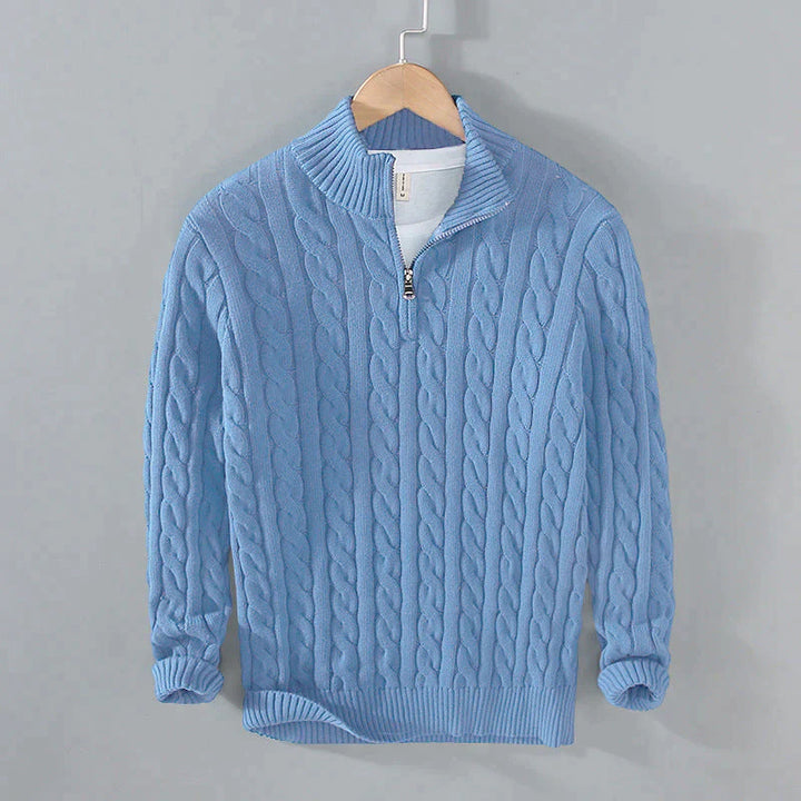 Men’s Half Zip Jumper | Modern Fit Knit with High Collar Detail