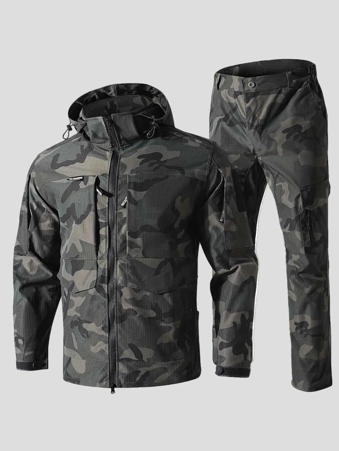 Men’s Outdoor Camouflage Jacket and Pants Set – Multi-Pocket Design for Active Use