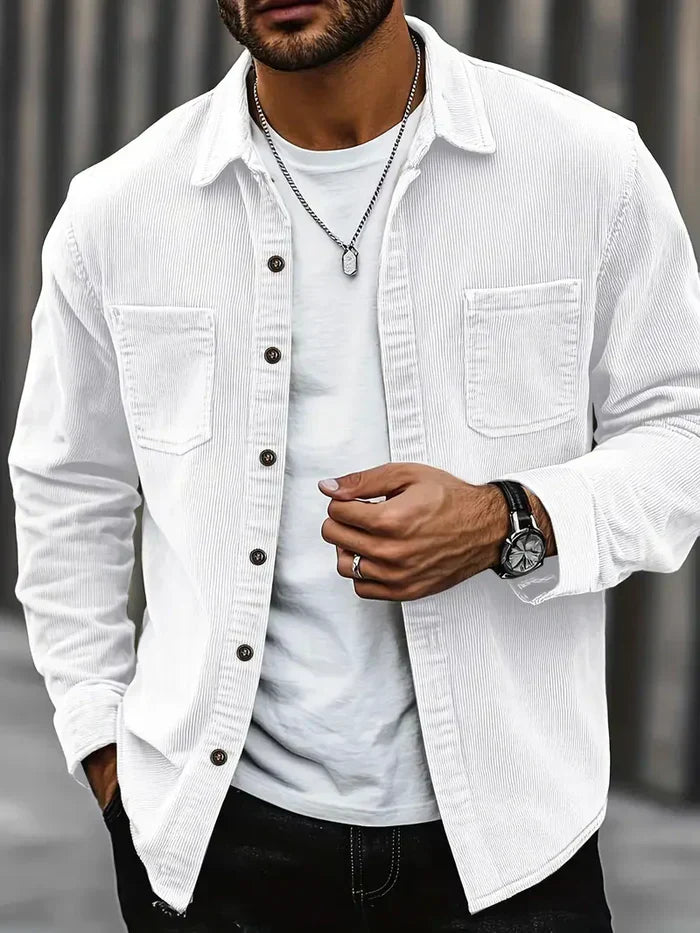 Men’s Corduroy Overshirt – Textured Layer with Chest Pockets