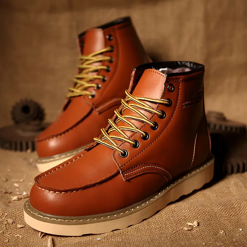 Men’s Lace-Up Winter Ankle Boots – Thick Sole, Everyday Wear