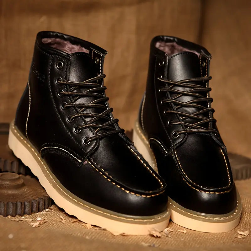 Men’s Lace-Up Winter Ankle Boots – Thick Sole, Everyday Wear