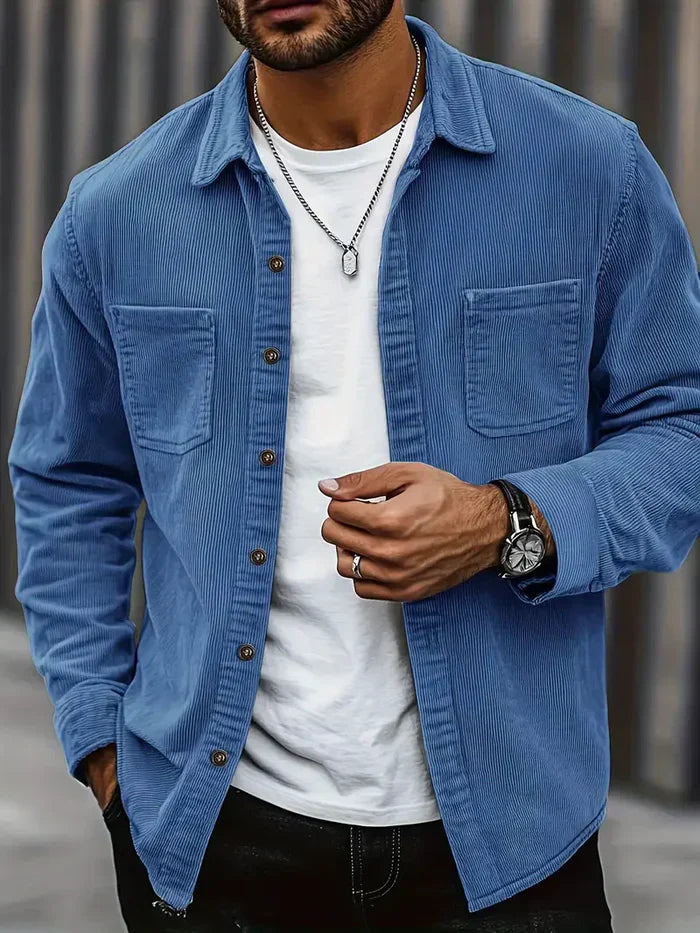 Men’s Corduroy Overshirt – Textured Layer with Chest Pockets