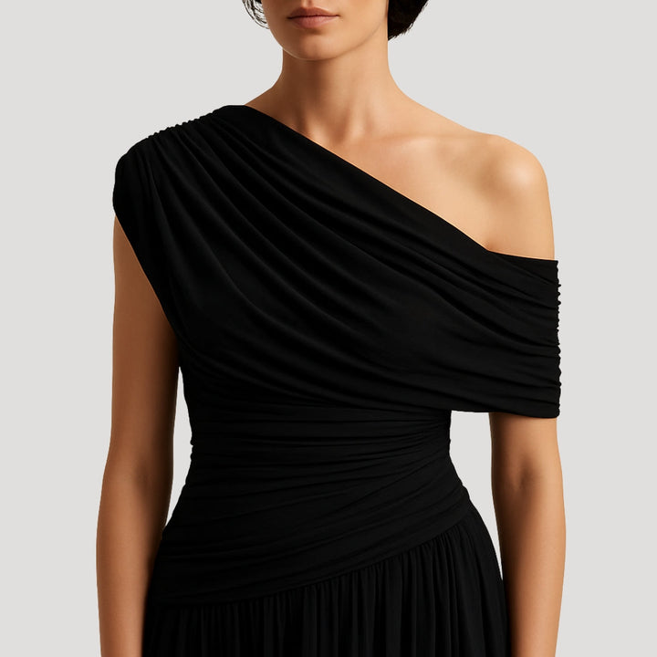 Women’s One-Shoulder Ruched Maxi Summer Dress | Elegant Summer Style