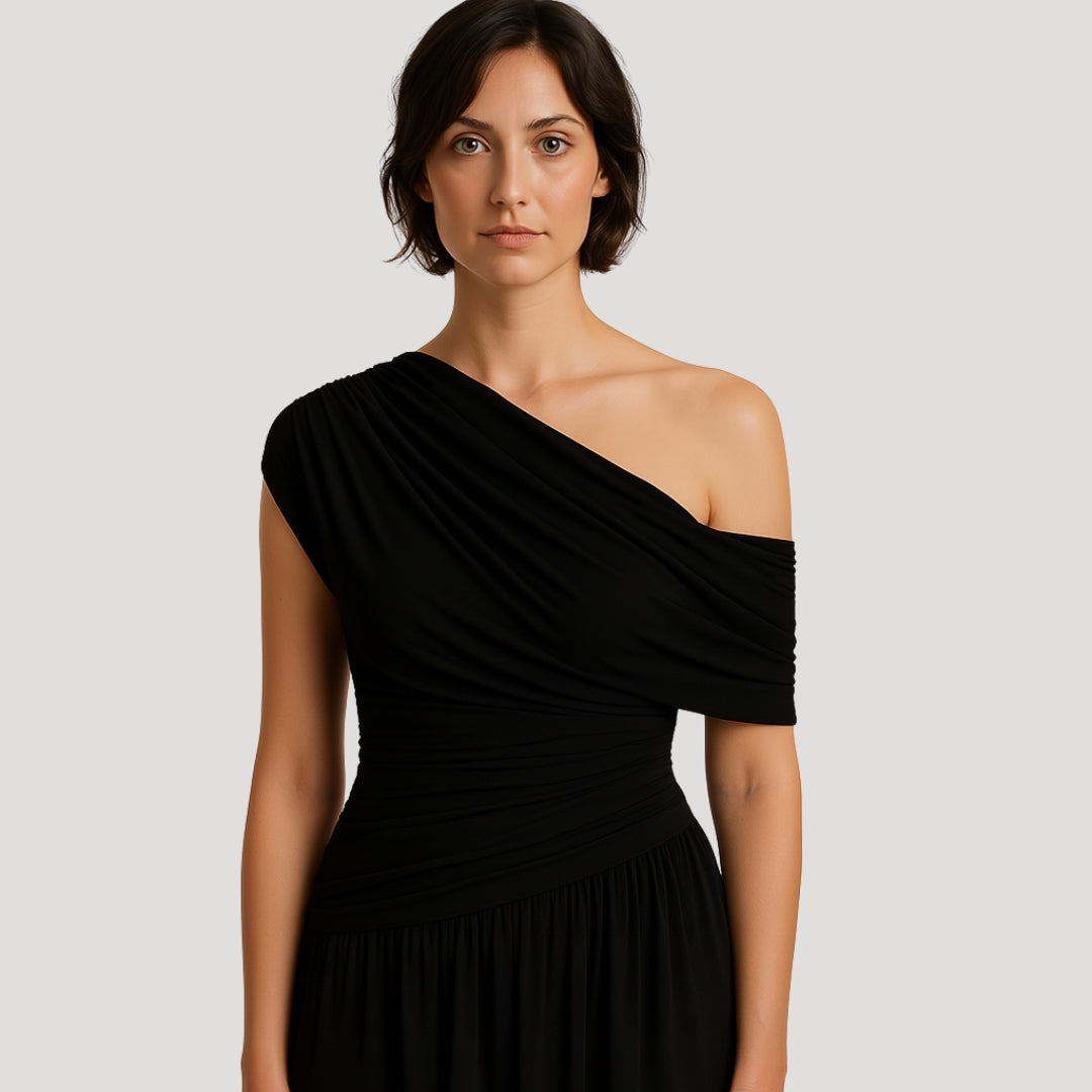 Women’s One-Shoulder Ruched Maxi Summer Dress | Elegant Summer Style