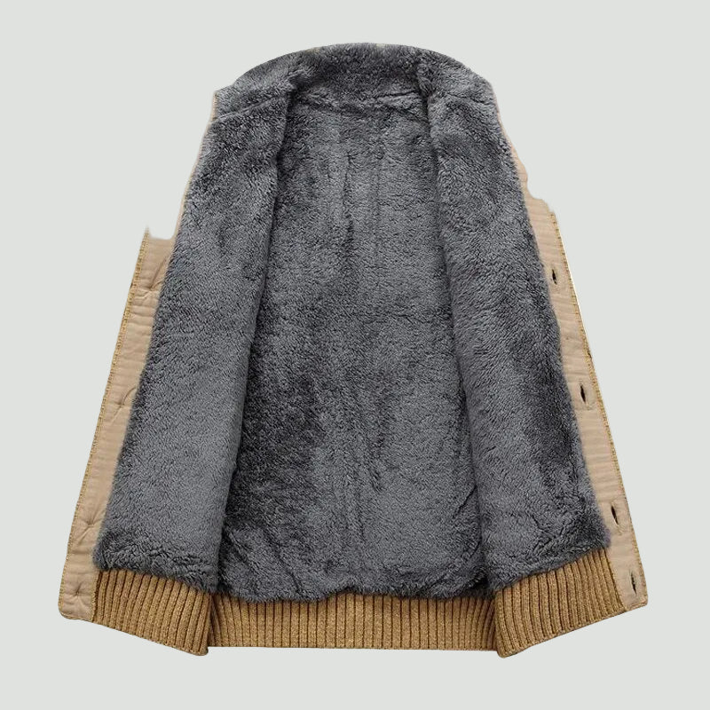 Men’s Knitted Cardigan with Cable Pattern – Warm Layer for Work and Leisure