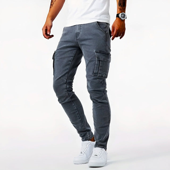 Men’s Slim Fit Cargo Jeans – Casual Style with Utility Pockets