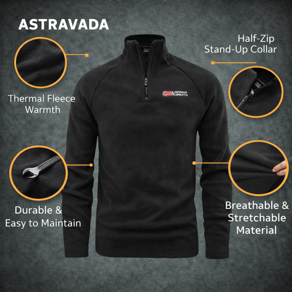 Men’s Thermal Fleece Half-Zip Jacket – Breathable Midlayer for Cold Weather