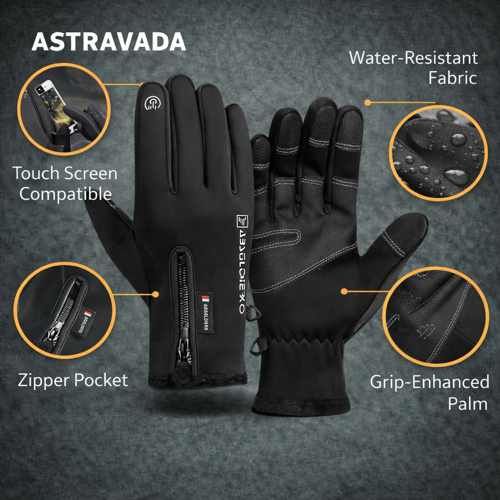 Water-Resistant Winter Gloves with Touchscreen Function – Breathable & Insulated