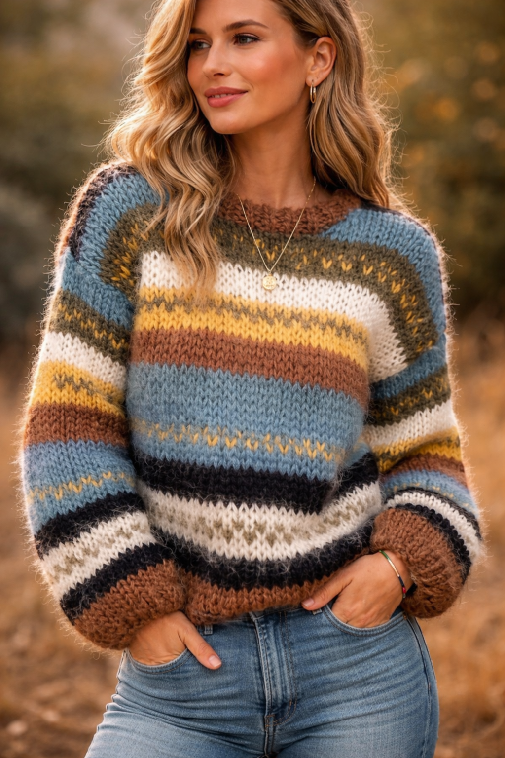 Women’s Oversized Knitted Jumper – Winter Colourway