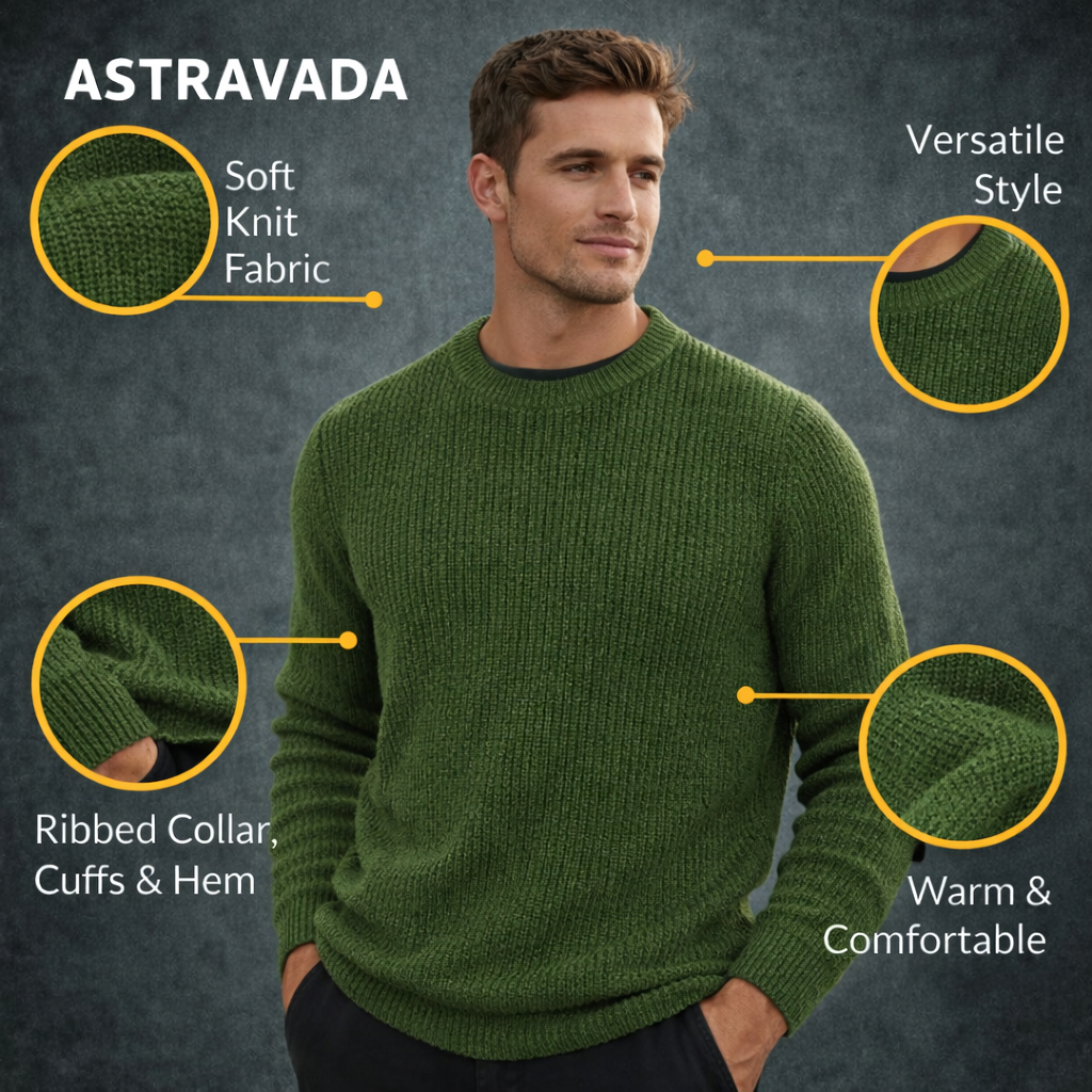 Men’s Classic Knit Crew Neck Jumper for Winter