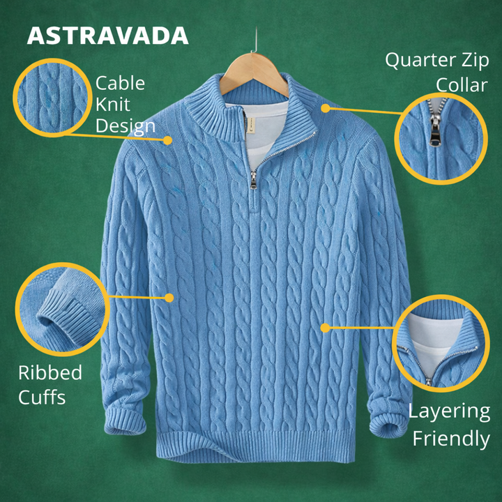 Men’s Half Zip Sweater – Old Money Style Jacquard Knit