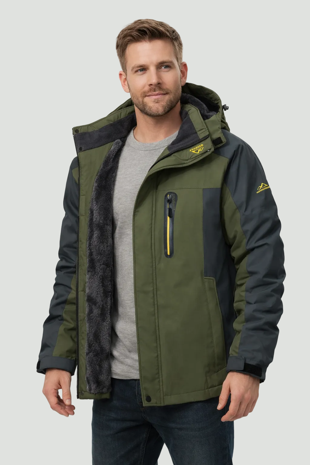 Men’s Softshell Winter Jacket – Water-Repellent with Hood
