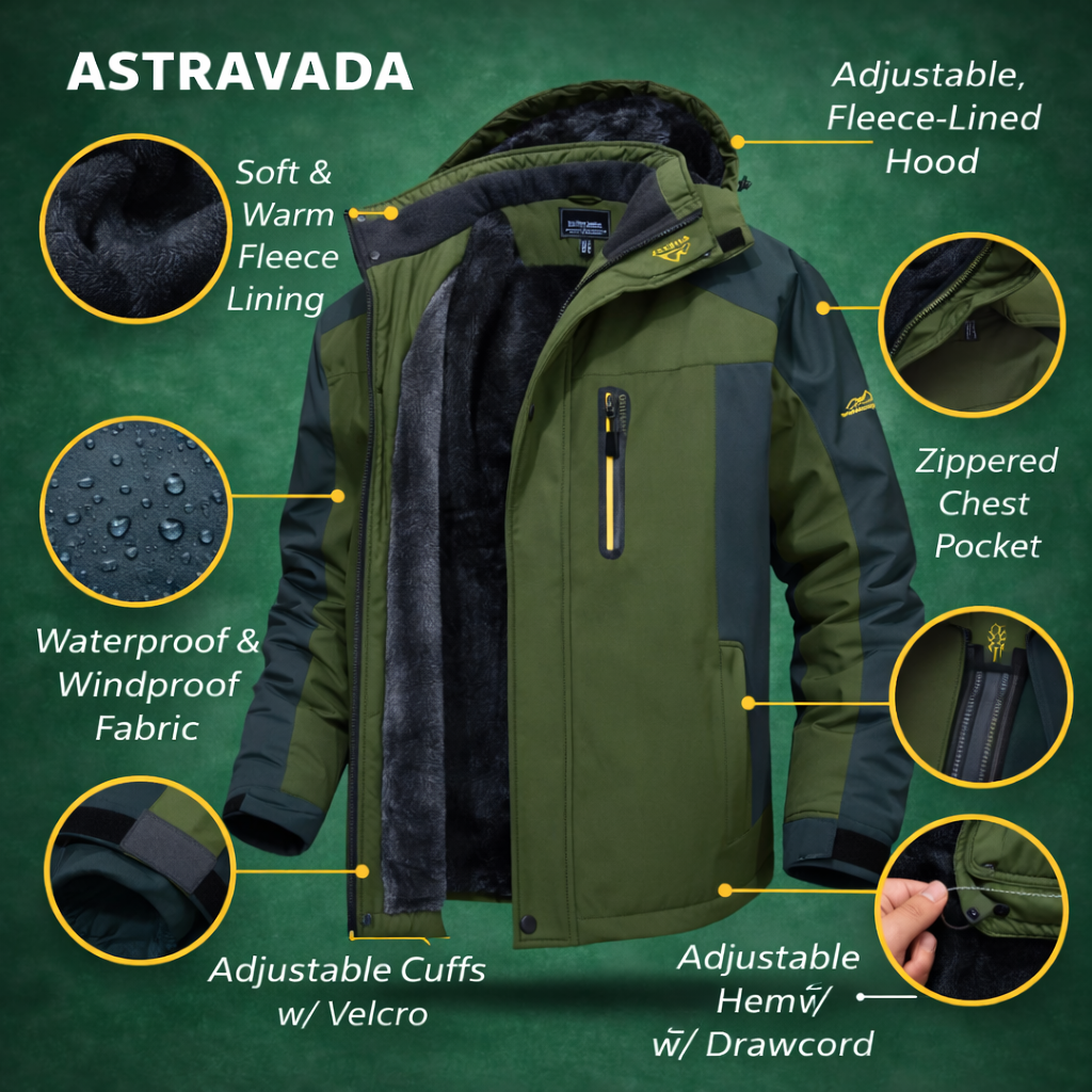 Men’s Softshell Winter Jacket – Water-Repellent with Hood