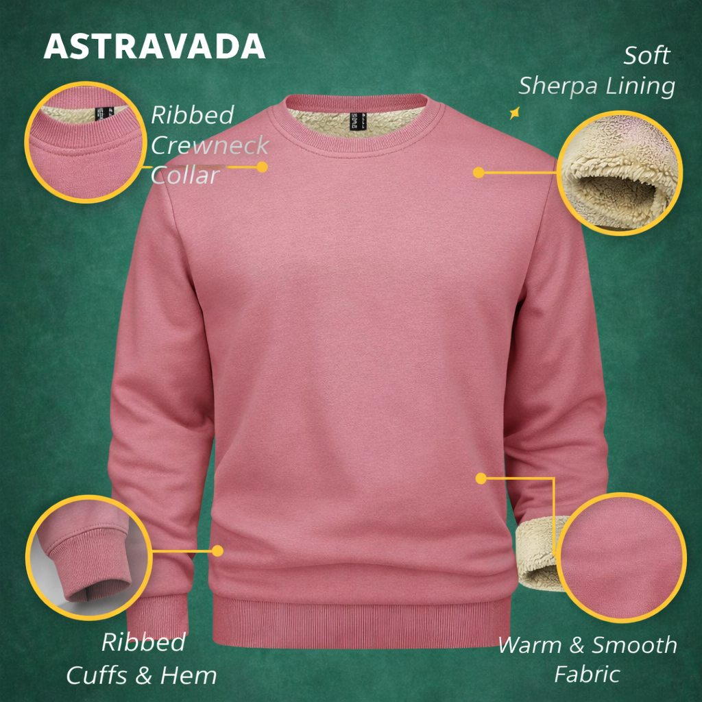 Men’s Winter Jumper – Fleece-Lined Crew Neck, Regular Fit