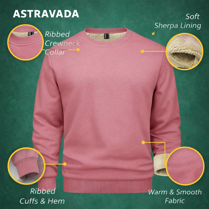 Men’s Winter Jumper – Fleece-Lined Crew Neck, Regular Fit