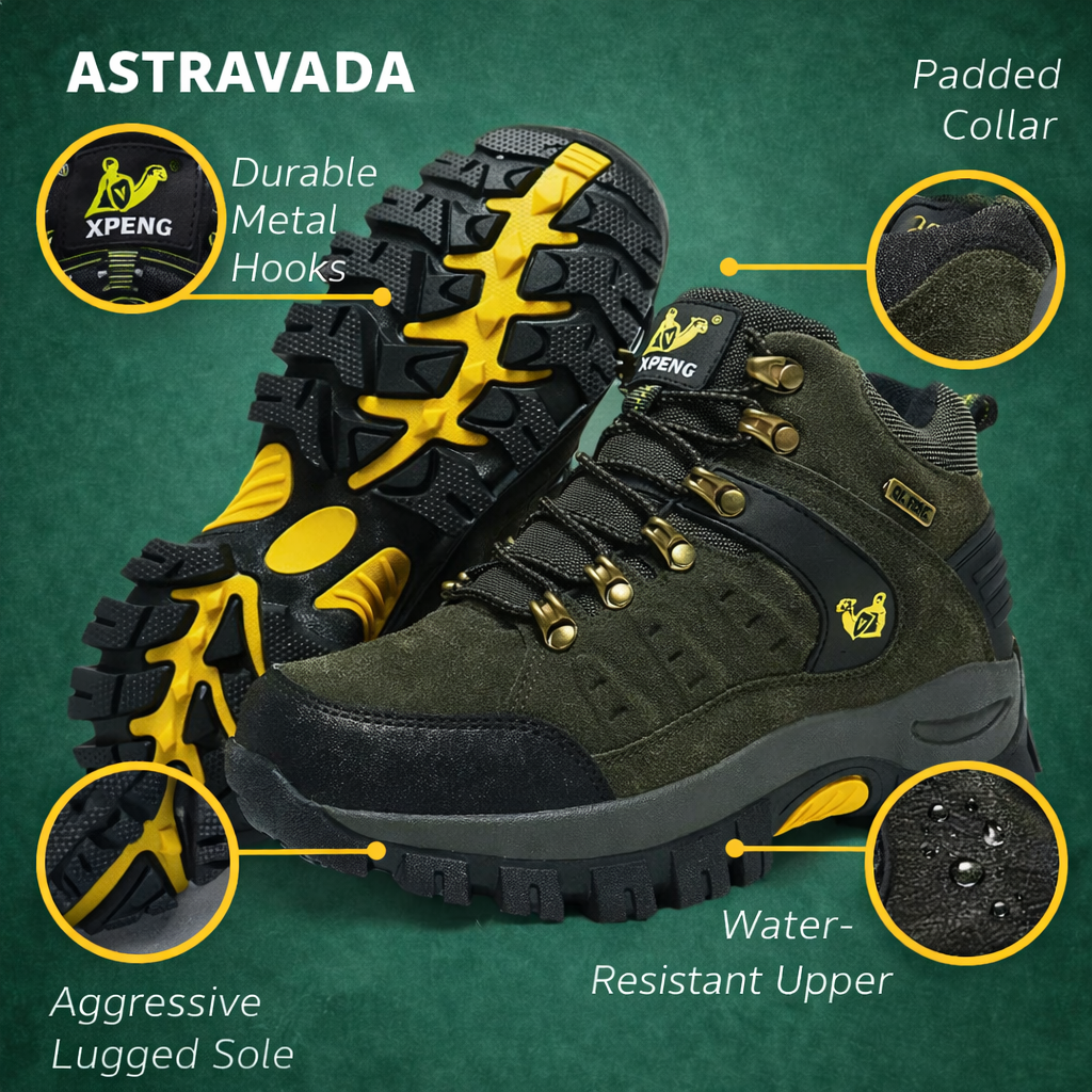 Leather Hiking Shoes with Cushioning – Unisex Waterproof Walking Boots