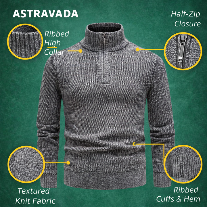 Men’s Knitted Thermal Quarter Zip Jumper – Fleece Lined Winter Layer