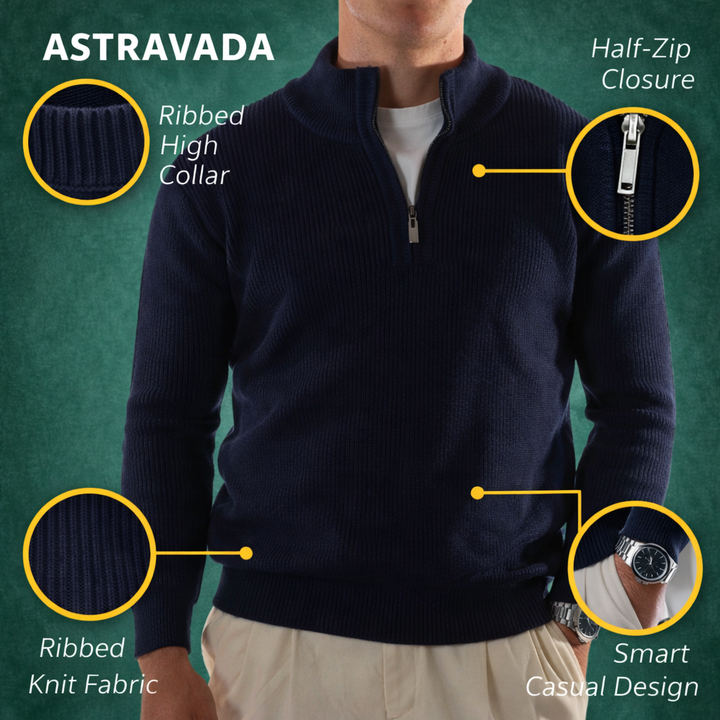 Men’s Quarter Zip Jumper – Knitted with Stand Collar
