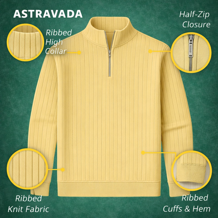 Men’s Quarter Zip Jumper – Ribbed Knit with Stand Collar