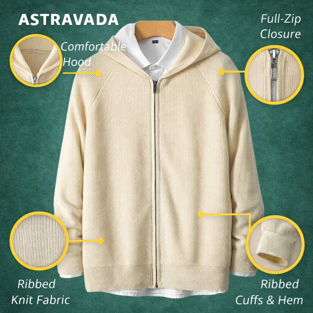 Men’s Zipped Knit Hoodie | Warm, Refined & Ideal for Cold Seasons