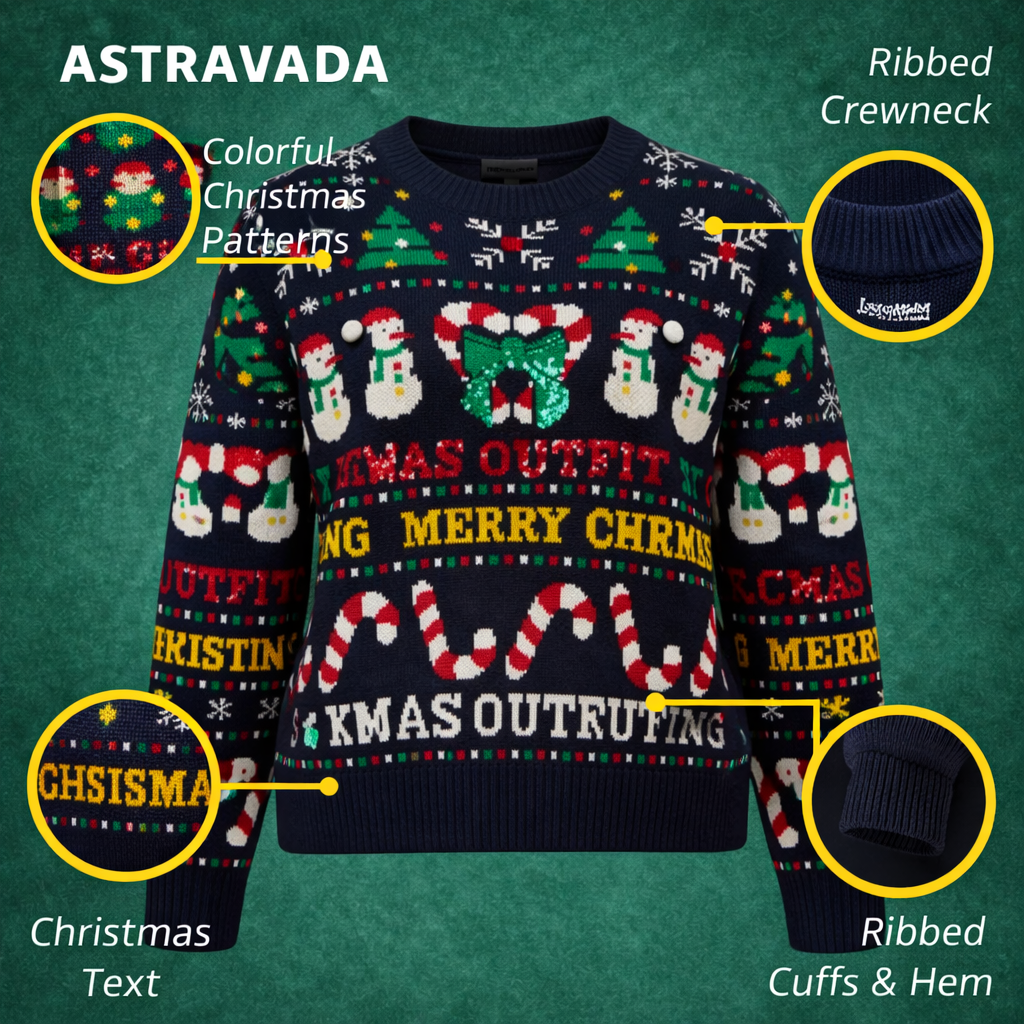 Women’s Cropped Jacquard Knit Jumper with Festive Graphic