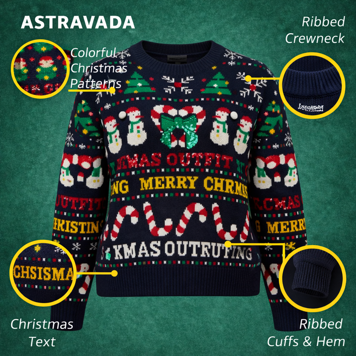 Women’s Cropped Jacquard Knit Jumper with Festive Graphic