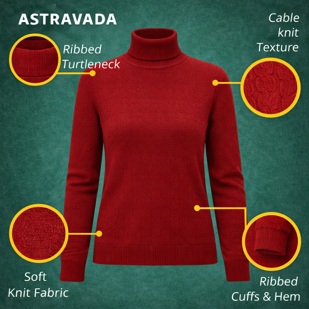 Women’s Textured Knit Jumper with Mock Neck and Slim Fit