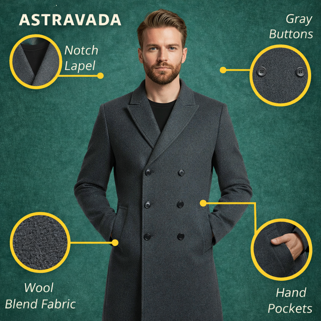 Men’s Double-Breasted Formal Coat | Classic Style with Everyday Versatility