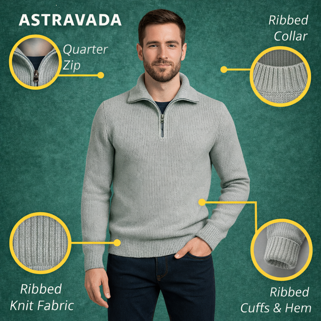 Men’s Textured Half-Zip Jumper with High Collar