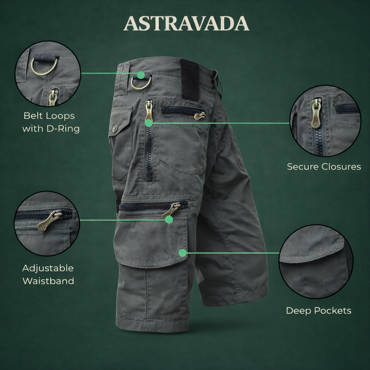 Men’s Outdoor Cargo Shorts – Zip Pockets for Hiking and Fishing