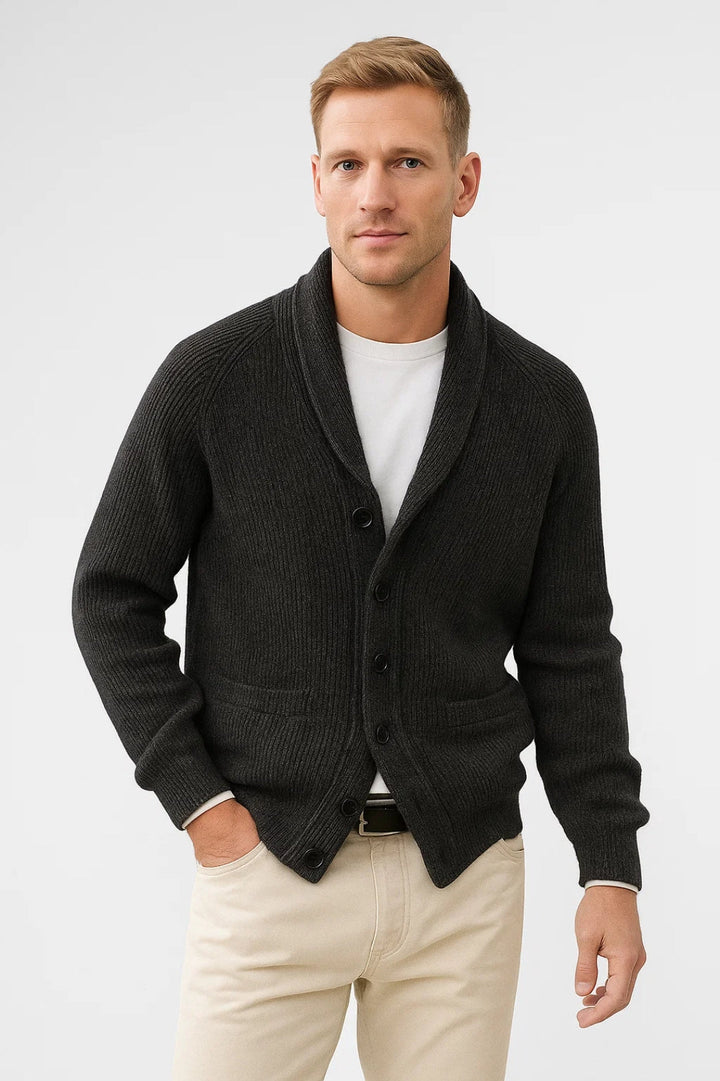 Men’s Shawl Collar Cardigan – Button-Up Knit for Everyday Warmth