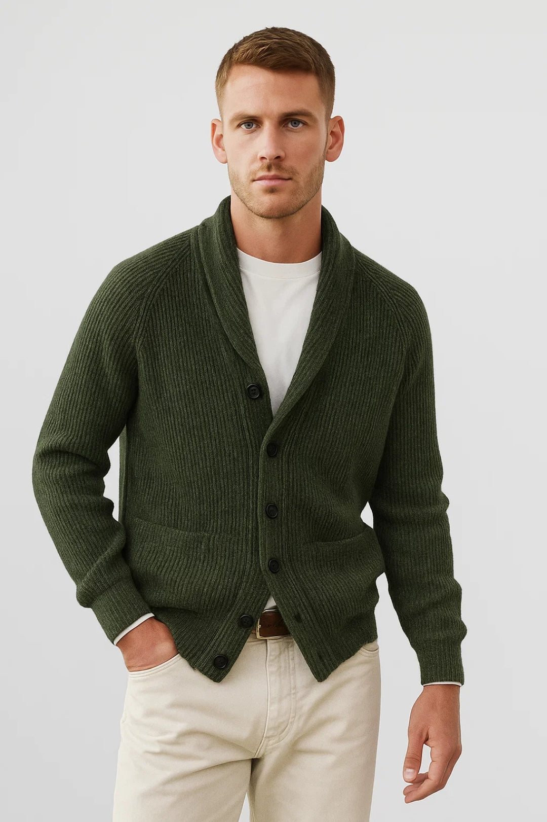 Men’s Shawl Collar Cardigan – Button-Up Knit for Everyday Warmth