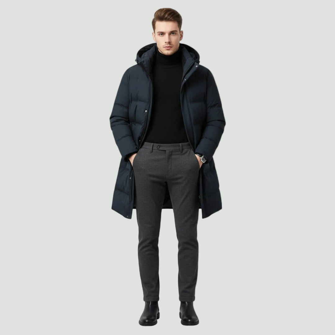 Men’s Winter Parka – Long Insulated Coat, Wind-Resistant & Water-Repellent