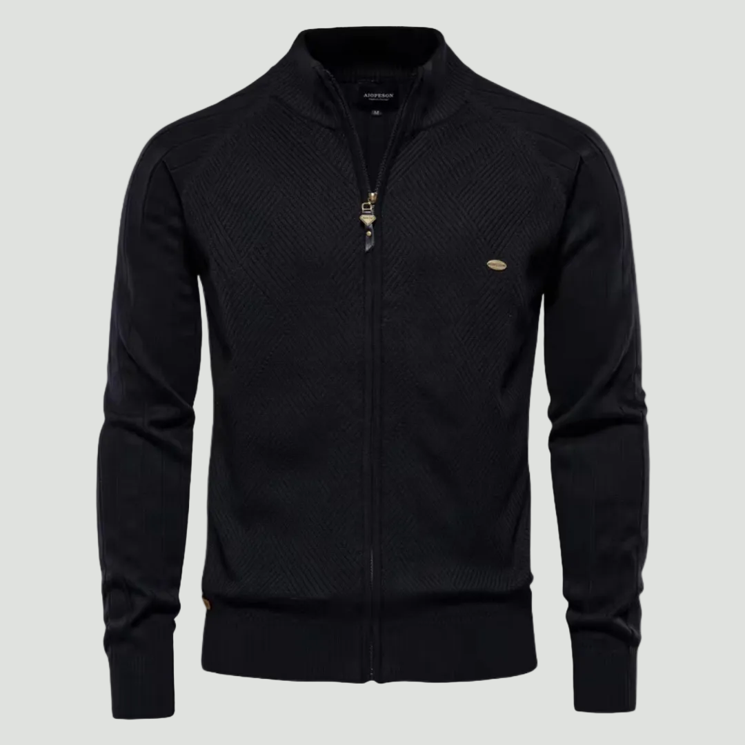 Fine Knit Zip Cardigan | Stylish Knitwear with Stand Collar