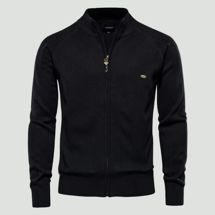 Fine Knit Zip Cardigan | Stylish Knitwear with Stand Collar