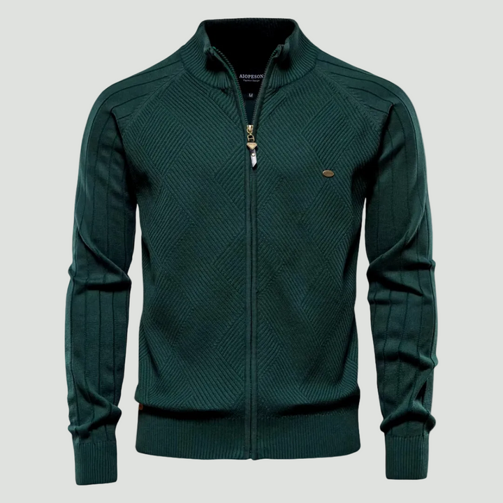 Fine Knit Zip Cardigan | Stylish Knitwear with Stand Collar